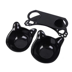 Pet Neck Protection Double Bowl Cat Paw Bottom Double Bowl 15 Degree Spine Protection Food Bowl