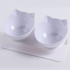 Neck Guard Cat Bowl One-Piece Double Bowl Pet Dog Bowl Oblique Mouth Anti-Overturning Cat And Dog Feeding Pet Bowl