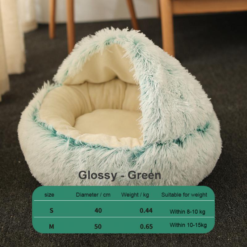 Pet Dog Cat Bed Round Plush Cat Warm Bed House Soft Long Plush Bed For Small Dogs For Cats Nest 2 In 1 Cat Bed