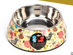 Stainless Steel Dog Bowl Pink Blue Cats Bowls Print Pattern Pet Food Feeders Health Plastic Water Sigle Bowl For Dog Cat