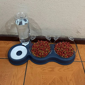 Pet Bowl Plastic Dog Bowl Double Bowl Automatic Drinking Water Anti Spill Food Bowl Pet Bowl Cute Cat Rice Bowl Cat Bowl