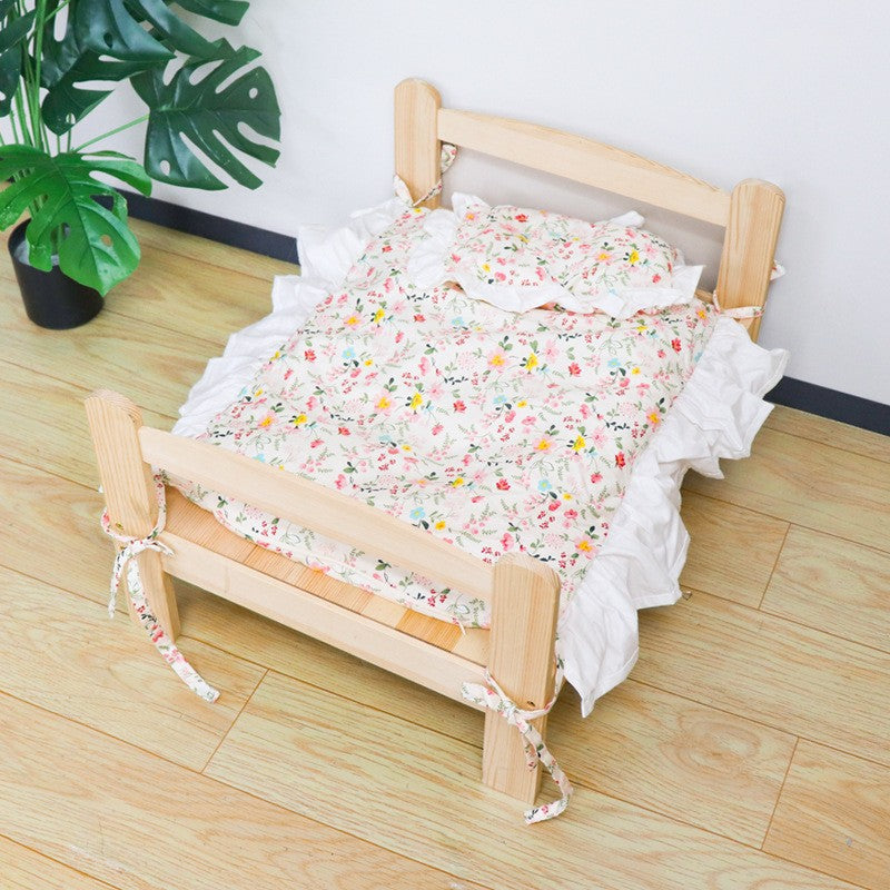 Solid Wood Pet Bed Net, Red Cat Nest, Dog Bed, Summer and Winter, Floor To Floor, Wooden Detachable and Washable Cat Bed