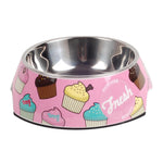 Stainless Steel Dog Bowl Pink Blue Cats Bowls Print Pattern Pet Food Feeders Health Plastic Water Sigle Bowl For Dog Cat