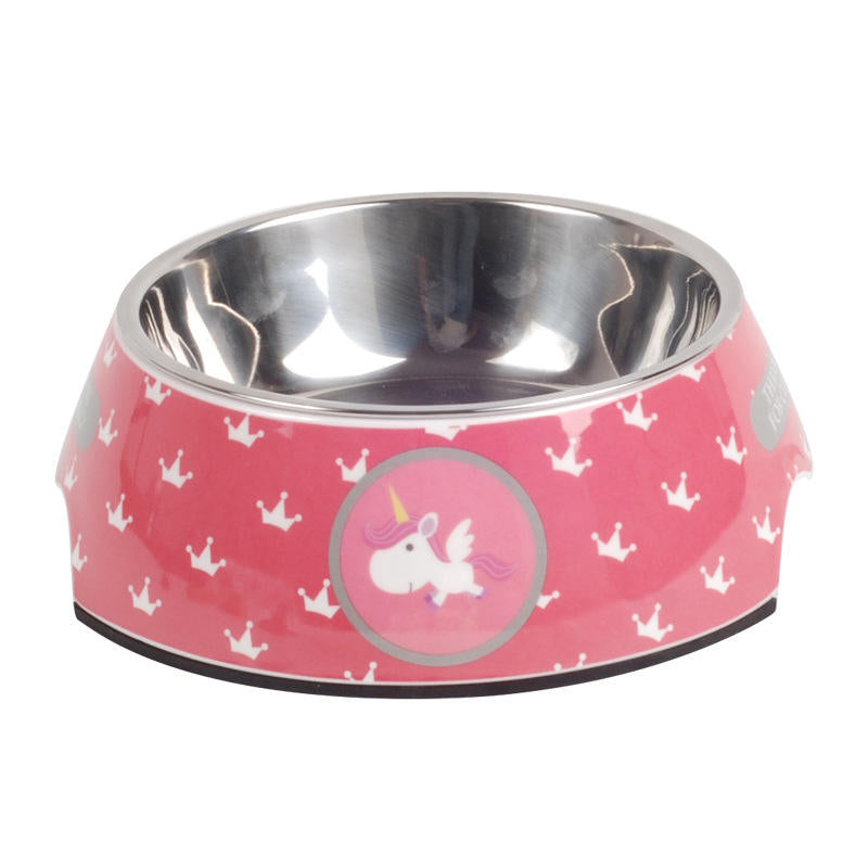 Stainless Steel Dog Bowl Pink Blue Cats Bowls Print Pattern Pet Food Feeders Health Plastic Water Sigle Bowl For Dog Cat