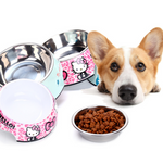 Stainless Steel Dog Bowl Pink Blue Cats Bowls Print Pattern Pet Food Feeders Health Plastic Water Sigle Bowl For Dog Cat