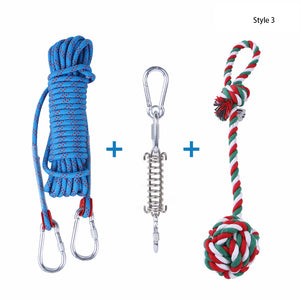 Spring Hanging Rope Amusing Dog Toy Stainless Steel Spring Cotton Rope Toy Spring Rod Dog Rope Toy Tibetan Mastiff Training