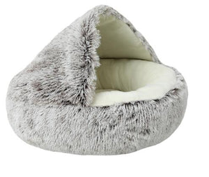 Pet Dog Cat Bed Round Plush Cat Warm Bed House Soft Long Plush Bed For Small Dogs For Cats Nest 2 In 1 Cat Bed