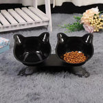 Pet Neck Protection Double Bowl Cat Paw Bottom Double Bowl 15 Degree Spine Protection Food Bowl