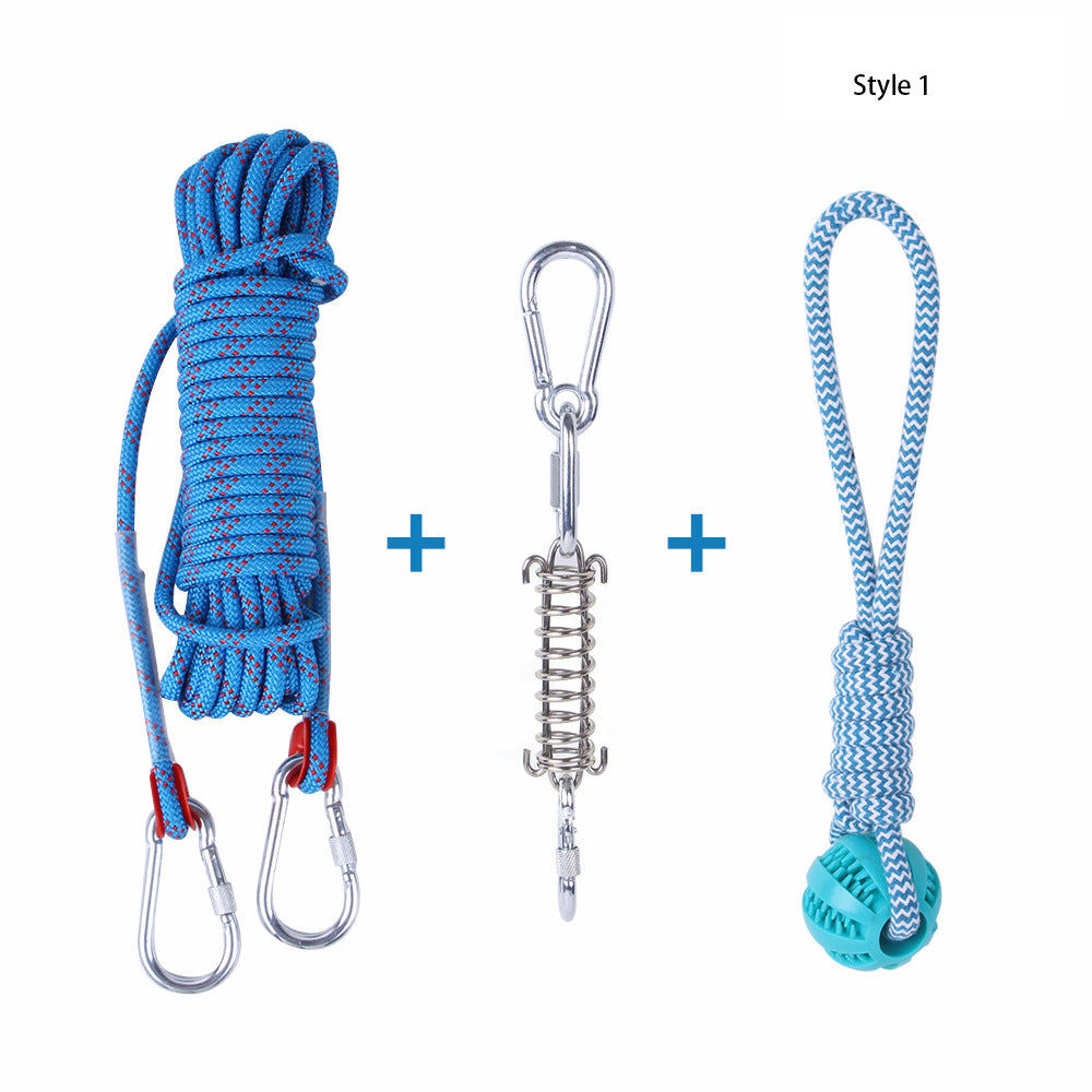 Spring Hanging Rope Amusing Dog Toy Stainless Steel Spring Cotton Rope Toy Spring Rod Dog Rope Toy Tibetan Mastiff Training