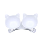 Pet Neck Protection Double Bowl Cat Paw Bottom Double Bowl 15 Degree Spine Protection Food Bowl