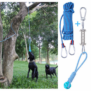 Spring Hanging Rope Amusing Dog Toy Stainless Steel Spring Cotton Rope Toy Spring Rod Dog Rope Toy Tibetan Mastiff Training