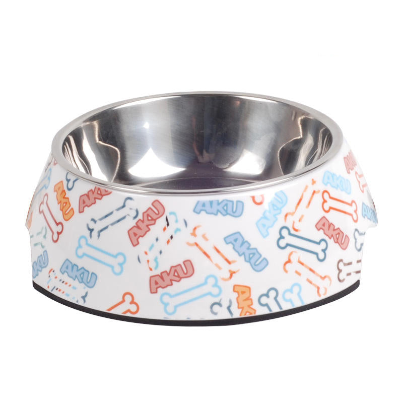 Stainless Steel Dog Bowl Pink Blue Cats Bowls Print Pattern Pet Food Feeders Health Plastic Water Sigle Bowl For Dog Cat